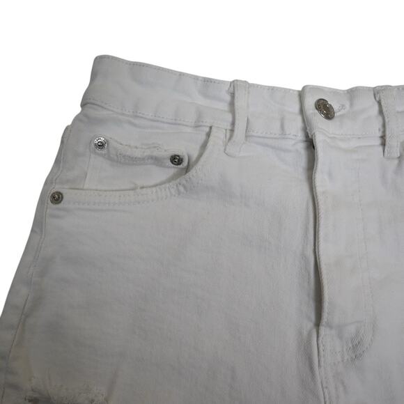 Zara Women's 4 High Rise White Cutoff Jean Shorts - Picture 3 of 8